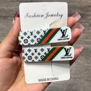 Monogram Hair Clips in Black, Green, and Red
